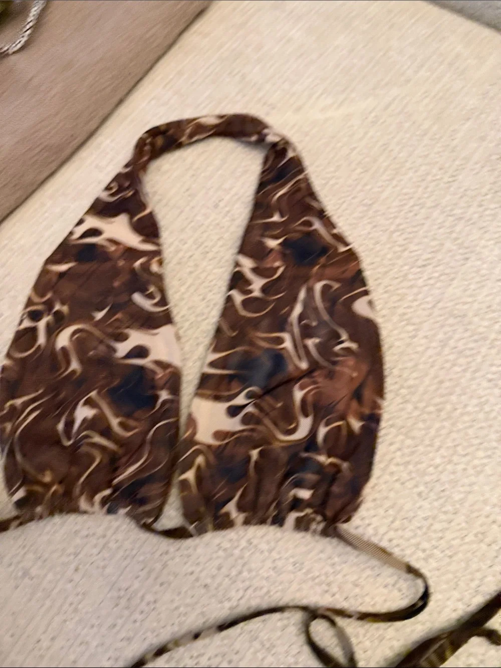 Gonza Brown Marble Print Halter Bikini Top & Tie-Side Bottoms - Picture 5 of 6